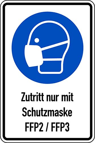 Aufkleber Kombischild Zutritt nur mit Schutzmaske FFP2/FFP3 300x200mm