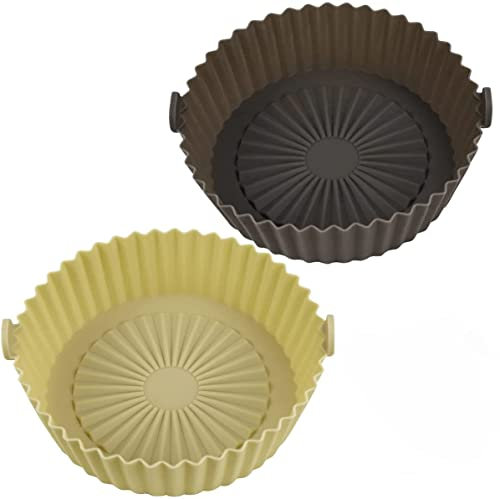2 Pcs Olla de Silicona para Freidora de Aire, Reutilizables y Antiadherentes, Accesorios para Hornear Pasteles etc
