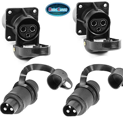 DARKGUARD Prise 3 Broches Tracteur et Fiche 3 Broches Tracteur 12v 24v,Prise 3Broches Male Femelle Etanche pour Agricole Véhicule,Connecteur Adaptateur 3Broches pour Porte-Vélo ( Fiche et Prise M2S42)