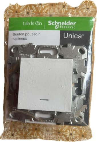 Bouton poussoir avec voyant LED 10A connexion rapide blanc Unica