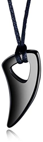 SULIUDAJI 1 Pezzi Collane Lupo Dente Acciaio Inossidabile Collane Lunghe Uomo Donna con Ciondolo Nero Lunga Regolabile