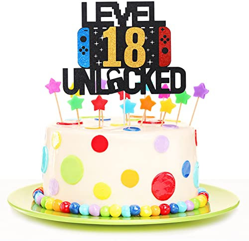 Prasacco Level Unlocked Birthday Cake Topper DIY Level Up Happy Birthday Cake Topper Video Gaming Themed Party Decorations for Kids Boys Girls Gamer (Age 01-99)