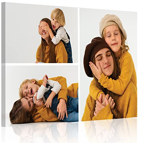 Edenpack Personalised Collage Canvas Photo Prints with Your Family Pets Kids Framed Birthday Christmas Anniversary Wedding Custom Picture Valentine Gifts for Couples (Custom Design 4, 20''x24'')