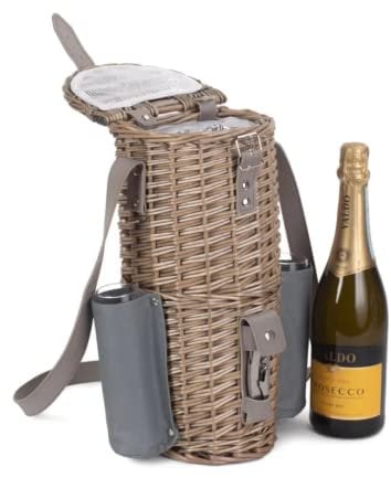 2 x Single Bottle & 2 Champagne Glass Carrier With Shoulder Strap