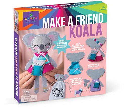 Craft-tastic Make A Friend: Koala – Nähset für Anfänger – macht Stuffie Koala mit Kleidung und Accessoires – lustige und einzigartige Geschenke für Kinder – ab 4 Jahren mit Hilfe