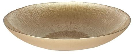 HOME DECO FACTORY, KA6138 Elegante insalatiera in Vetro Dorato Ideale per servire insalate, Frutta e zuppe, Design Raffinato e Durevole, Facile da Pulire, Diametro 40 cm, Colore Oro