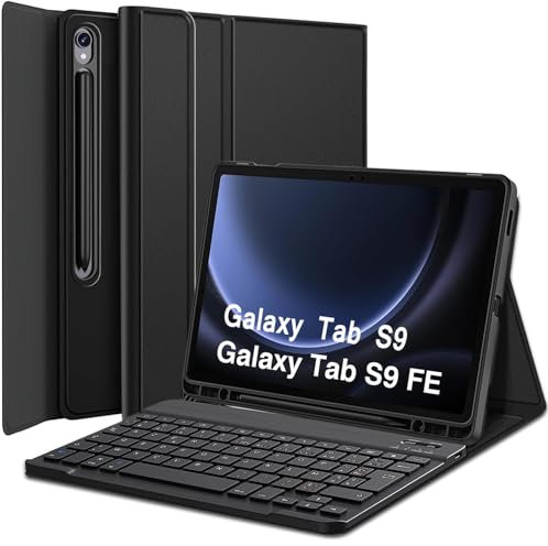 Nanhent Clavier Coque pour Samsung Galaxy Tab S9 FE 10.9 / Tab S9 11 2023 (SM-X510/SM-X516/SM-X710/SM-X716B/SM-X718U), AZERTY Français Amovible Bluetooth sans Fil Clavier Étui Housse