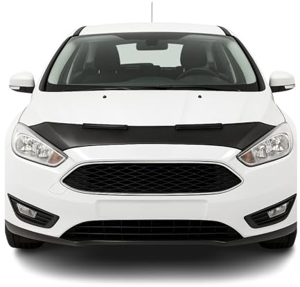 OMAC Haubenbra Halb für Ford Focus 2016-2018 FL Vinyl Schwarz | Steinschlagschutz, fahrzeugspezifisches Design, Car Bonnet Bra