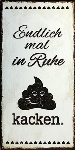 Retro Schild mit lustigem Spruch - Endlich mal in Ruhe kacken - WC Toilette Klo - als Geschenkidee für Geburtstag Weihnachten 20x40 cm Holzschild Vintage DEKO 12