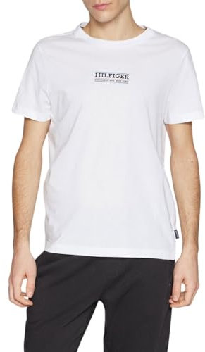 Tommy Hilfiger Homme T-Shirt Manches Courtes encolure Ronde, Blanc (White), XS