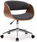Mingone Bürostuhl Holz Computerstuhl 360° Schreibtischstuhl Ergonomisch Drehstuhl Chefsessel Retro Design Höhenverstellbar Stoff Grau bis 150kg