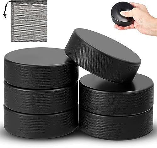 Liliful Sport Ice Hockey Pucks Black 3 Inch for Practicing and Classic Training with Mesh Bag for Indoor Use Lightweight Hockey Supplies for Kids Adults, Safe Official Regulation Size (10 Pcs)