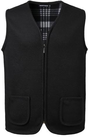 Herothorn Gilet da Uomo a Maglia Casual Senza Maniche Cardigan in Pile Caldo Lavorato Maglieria Canotta Cerniera Smanicato Maglione con Scollo a V All'aperto