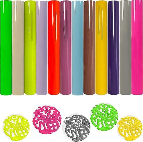 WOOLUCK® 12 Stück 3D Puff Plotterfolie Textil,Vinylfolie Schaum HTV Pressfolie Puff Vinyl Bügelfolie für T-Shirt Stoff DIY Handwerk