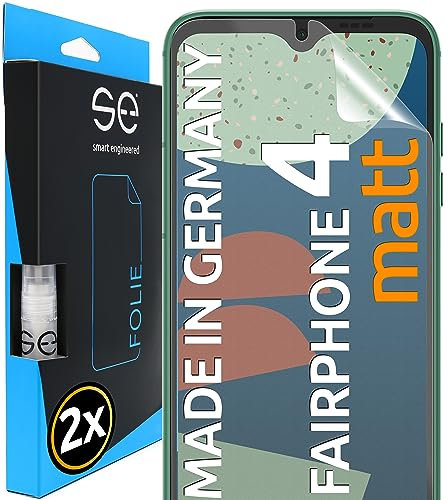 2x se® 3D SCHUTZFOLIE Entspiegelt für Fairphone Fairphone 4,Anti-Staub, 100% Fingerabdruck & FaceID kompatibel, einfache blasenfreie Installation, Ultra-Klar, Stoß-Kratzfest, aus Deutschland