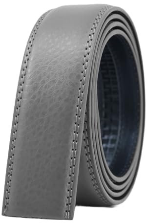 COTIDI Herren-Ledergürtel mit Ratsche ohne Löcher, 35 mm breit, ohne Schnalle, Grau C20, 125 cm