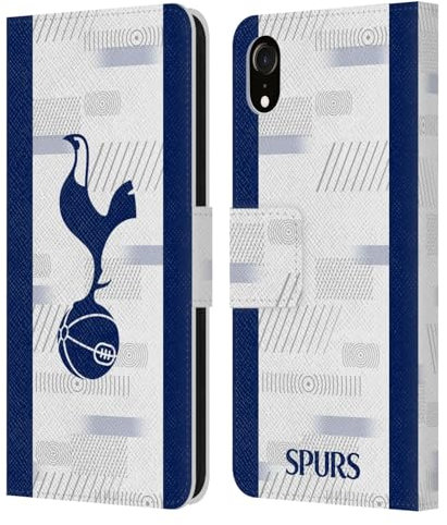 Head Case Designs Offizielle Tottenham Hotspur F.C. Weißer 2023/24 Abzeichen Leder-Wallet-Hülle Kompatibel mit Apple iPhone XR