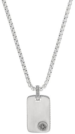 s.Oliver Kette mit Anhänger Edelstahl Herren Halsschmuck, 55+5 cm, Silber, Kompass, Kommt in Schmuck Geschenk Box, 2037997