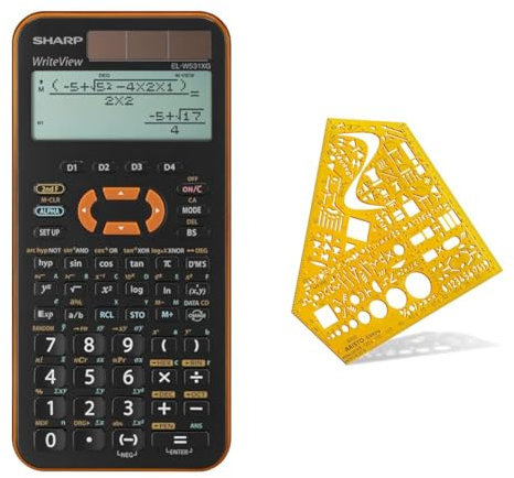 Sharp EL-W531 XG-YR Wissenschaftlicher Schulrechner (4-zeilige Anzeige, WriteView, D.A.L.-Eingabe) Orange & Casio FX-82MS-2 Wissenschaftlicher Taschenrechner, Batteriebetrieb, grau
