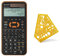 Sharp EL-W531 XG-YR Wissenschaftlicher Schulrechner (4-zeilige Anzeige, WriteView, D.A.L.-Eingabe) Orange & Casio FX-82MS-2 Wissenschaftlicher Taschenrechner, Batteriebetrieb, grau