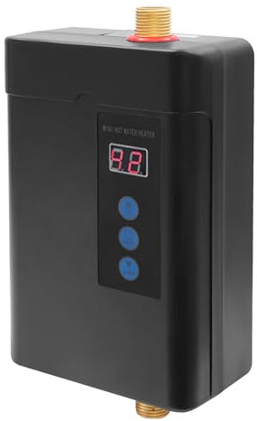 JAYEUW Mini Scaldabagno Elettrico Boiler Elettrico da 4000 W, Scaldabagno Elettrico con Schermo Digitale, Telecomando Senza Serbatoio per Bagno e Cucina, Scalda Acqua Istantanea (Nero)