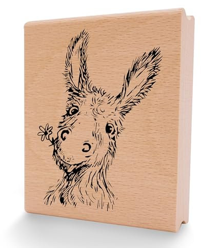NEWSTAMPS Stempel Emil Motivstempel aus Holz & Gummi zum Karten und Geschenke basteln, Holzstempel für Tiere, Tierstempel, Maultier, Scrapbook, Textilstempel, Deko, Kinder