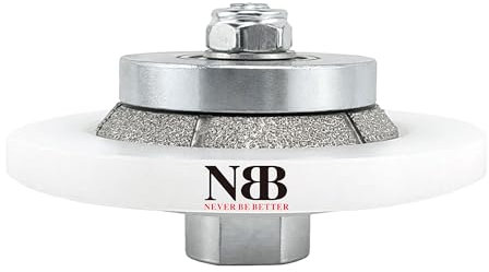 NBB Ruota con profilo diamantato, fresa diamantata punta per fresatura profilare piastrelle gres porcellanato ceramica granito marmo pietra, usare su smerigliatrice angolare (Bevel E5)