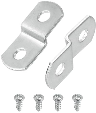 sourcing map 15 Pcs 1/8 Offset Canvas Clips, Picture Framing Mirror Clips Z Shape Canvas Painting Mounting Clips with 2 Mounting Holes with Screws, Silver