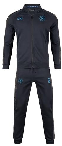 SSC Napoli [EA7] Tuta Interlock Azzurro, EA7 Prodotto Ufficiale, Tuta senza Cappuccio Calcio 2024/2025, 5XL