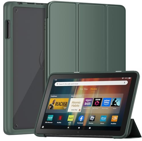 Hülle für 8 Zoll Tablets Nicht Passend für Samsung iPad 8 Zoll Tablet (Nur 12./10. Gen, 2024/2022/2020), Patamiyar Schlanke Leichte TPU+PC Schale mit Standfunktion Auto Schlaf/Wach für 8 Tablets -Grün