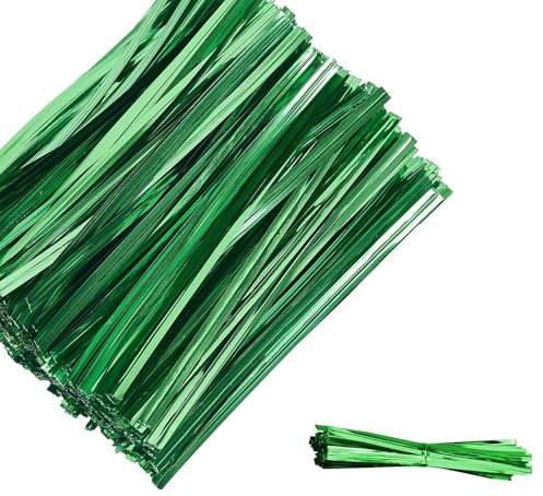 200Pcs Metallic Twist Ties - Plastic Bread Twist Ties - Candy Twist Ties - Reusable Plastic Bread Twist Ties, Bag Sealers Twist Tie - for Candy Food Bags Cake Snacks Party Gift Bag Supplies (green)