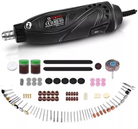 GOXAWEE Mini Amoladora, Mini Taladro 16000RPM con 181pcs Accesorios Compatibles, Multiherramienta Herramienta Rotativa para Tallado de Madera, Perfecta para Calabazas, Grabado de Vidrio, Cortar