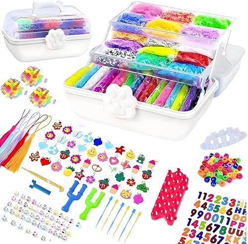 17000+ Loom Band Kit - 32 Vibrant Colors Loom Bands, Bracelet Making Set with Charms, Tools & 3-Layer Storage Box – DIY Arts & Crafts Gift for Girls & Boys