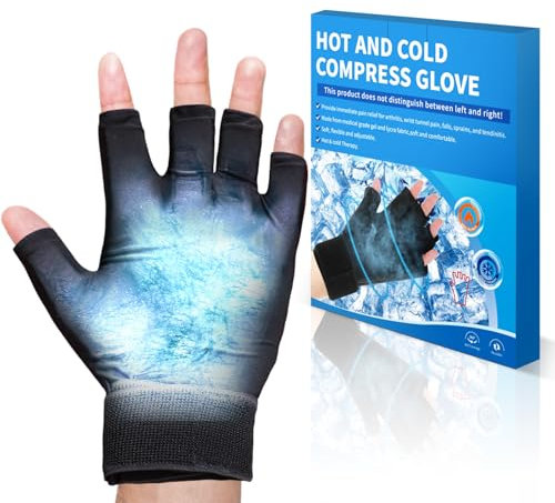Wrist Ice Pack Wrap, Flexible Gel Hand Ice Glove, Hot Cold Therapy, Adjustable Strap for Pain Relief of Carpal Tunnel, Arthritis, Swelling & Bruises