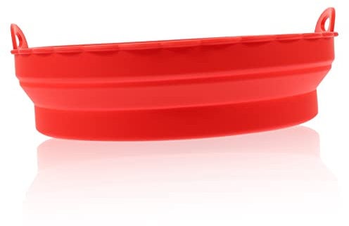 PEPLAYTAL Air Fryer Silicone Liner Non-Stick Baking Pad Handle Reusable Easy to Clean Red Xxcm