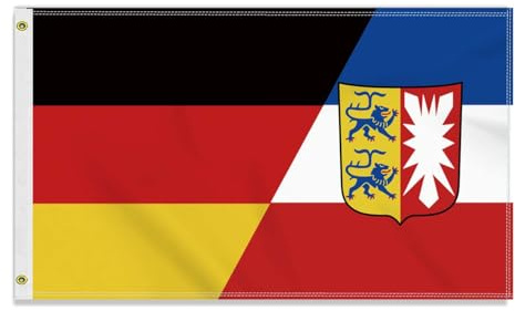 Große 90×150 CM Schleswig-Holstein Deutschland Flagge,großes 150D Deutsch Schleswig Holstein Freundschafts banner,Strapazierfähige Doube-Seitendruck Dekor Messingösen large Schleswig-Holstein
