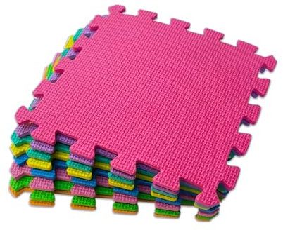 RYZAN Interlocking Foam Floor Mats 30x30x1cm (18 Pack) – Soft EVA Puzzle Tiles for Gym, Kids Play, Nursery – Non-Slip Protective Flooring for Home, Workout & Exercise Use (MultiColor, 18 Pack)