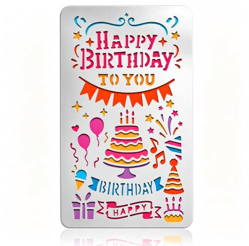 UNICRAFTALE Geburtstag Motiv Metallschablone Edelstahlvorlage Für Geburtstagskuchen Banner Wiederverwendbare Schneidformen Zeichenschablonen Werkzeug Zur Dekorativen Prägung Von Papierkarten Und Alben