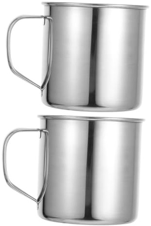 Zerodeko 2pezzi Tazze Da Campeggio in Acciaio Resistente Con Manico Per Caffè e Tè Viaggio Con Zaino in Spalla Escursioni Picnic Camper Avventure All Aperto Facile Da Pulire