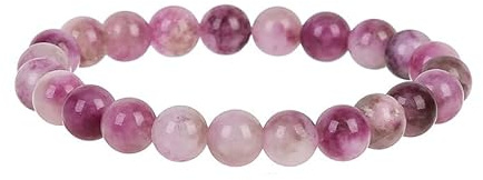 CYDXD Bracelet en Perles de Tourmaline Rose Naturelle pour Homme et Femme,8mm,Élastique,Fait Main,Idéal pour Un Anniversaire,Un Yoga Ou Un Cadeau D'Amitié.