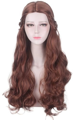 Kolegrial Belle Cosplay Perücken Damen 80CM Lange Locken Kostümperücke Verkleidung Die Schöne und das Biest Belle Prinzessin Halloween Karneval Party Geburtstag Maskenball Kostüm Zubehör Wig