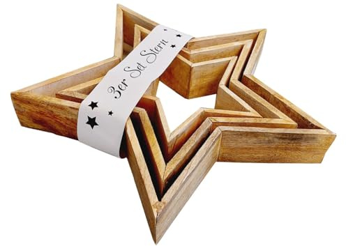 Holzstern 3er-Set zum Stellen I Weihnachtsstern I Dekoobjekt Weihnachten
