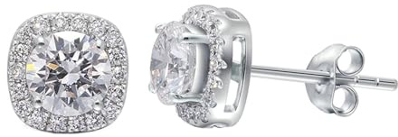 Ohrringe Gold 750 18K Echt, Moissanite Ohrringe Gold Halo mit 0.5ct Rund Moissanit D Farbe Schmuck Geschenke 5mm