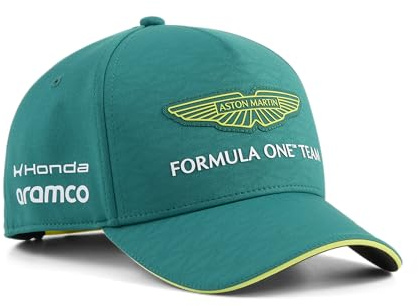 PUMA Aston Martin F1 2026 Kinder Team-Kappe – Grün – Einheitsgröße | Gebogene Krempe mit verstellbarem hinteren Verschluss, Kinderverstellbare Passform