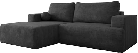 Mirjan24 Ecksofa Mivo mit Schlaffunktion & Bettkasten, L-Form Schlafsofa mit Langer Ottomane, geradem Armlehne, Wohnlandschaft für Wohnzimmer & Gästezimmer (Margo 227.09, Seite: Links)