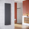 ELEGANT Radiador moderno, 1600 x 472 mm, color antracita, vertical, ovalado, conexión central, doble capa