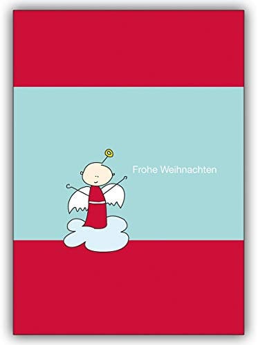 Kartenkaufrausch 100 Lustige Business Weihnachtskarten rot mit süßem Baby Weihnachts-Engel, mit Innentext (Var3), geschäftliche Firmen Neujahrskarte für Kunden, Mitarbeiter: Frohe Weihnachten