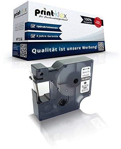 Print-Klex Schriftband kompatibel für Dymo D1 43613 1000 Plus 2000 5500 Labelmanager 150 160 200 210D 220P 200 S0720780 6 mm x 7 m Black White Farb Band - Color Print Serie