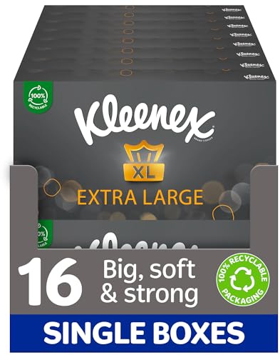 Kleenex Extra Large Facial Tissues - Multipack 16 Tissue Boxes | Soft, Strong and Extra Big