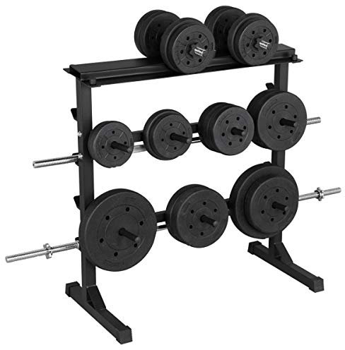 Yaheetech Soporte para Barras de Pesas Discos 280mm Soporte Mancuernas y Discos Estante de Barbell Carga MAX.300 kg